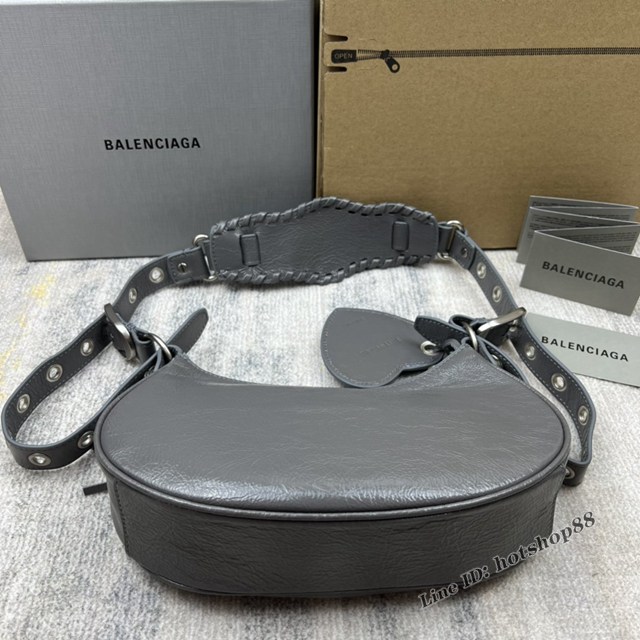 Balenciaga專櫃爆款Le Cagole半月牙腋下包餃子包 巴黎世家經典小號爆裂黑鱷金機車包 fyj1079